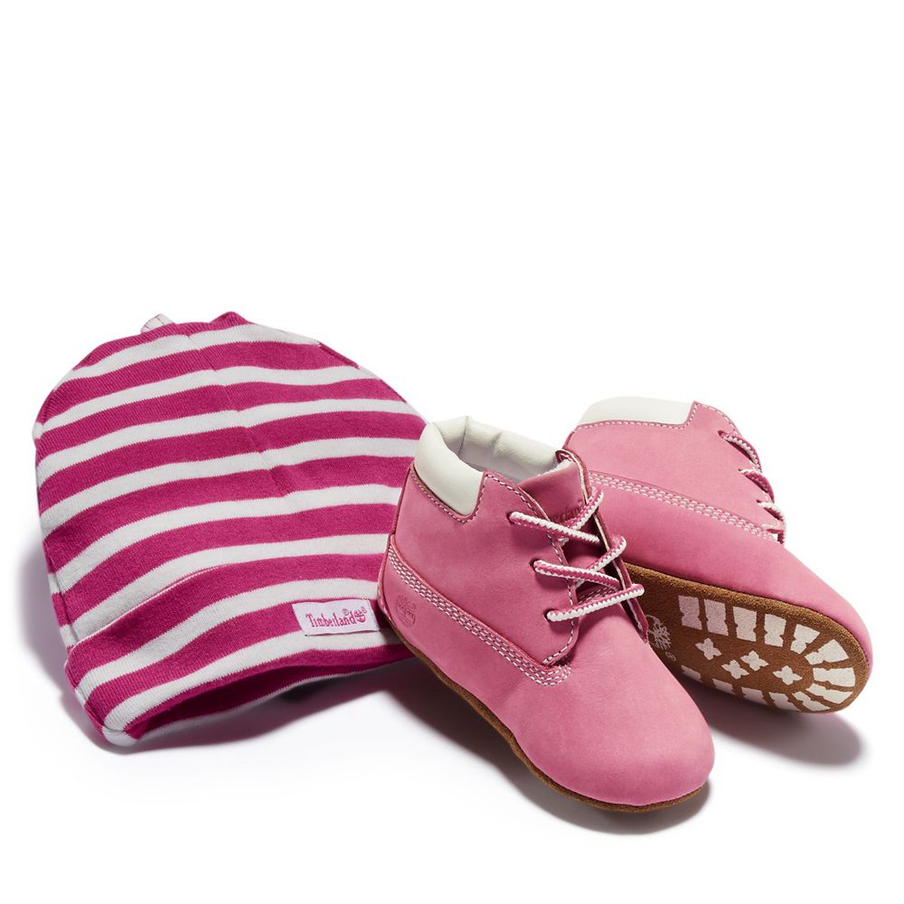 Timberland Kids Sneakers Infant Crib Booties/Cap Set - Pink - India TB0619528